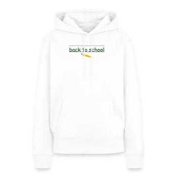 École - Sweat à capuche Premium bio Femme - blanc - Devant - Julia (174cm)