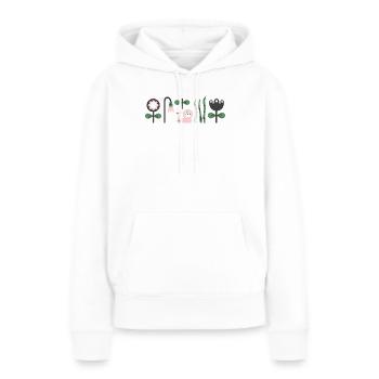 Escargot rose affamé avec des fleurs - Sweat à capuche Premium bio Femme - blanc - Devant - Julia (174cm)