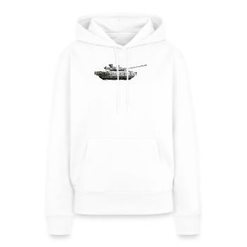 Silhouette de char monochrome - Sweat à capuche Premium bio Femme - blanc - Devant - Julia (174cm)