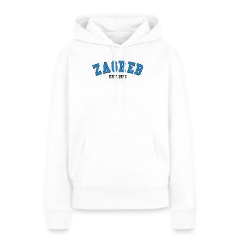Zagreb Est.1975 - Sweat à capuche Premium bio Femme - blanc - Devant - Julia (174cm)