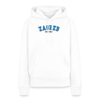 Zagreb Est.1985 - Sweat à capuche Premium bio Femme - blanc - Devant - Julia (174cm)