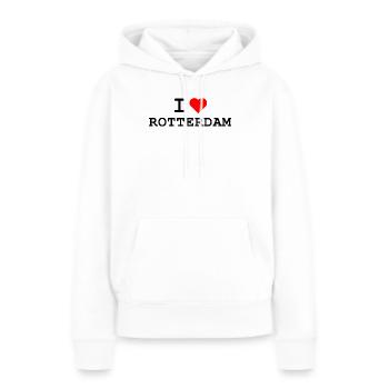 J’aime Rotterdam - Ich liebe Rotterdam - Sweat à capuche Premium bio Femme - blanc - Devant - Julia (174cm)