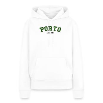Porto gegründet 1996 - Frauen Premium Bio Hoodie - Weiß - Vorne - Julia (174cm)