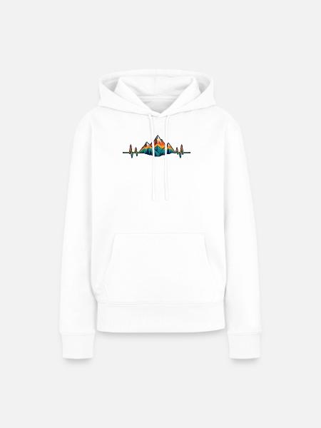 Berge im Herzschlag – Wanderliebe Retro - Frauen Premium Bio Hoodie - Weiß