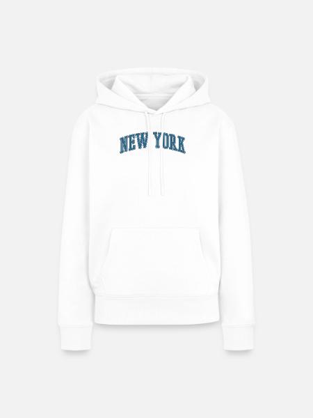 New York Arc-Schriftzug - Frauen Premium Bio Hoodie - Weiß