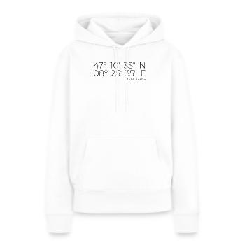 Coordonnées Hünenberg - Sweat à capuche Premium bio Femme - blanc - Devant - Julia (174cm)