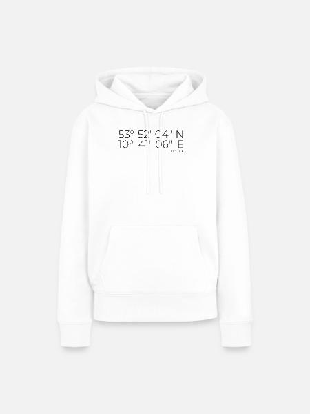 Koordinaten Lübeck - Frauen Premium Bio Hoodie - Weiß