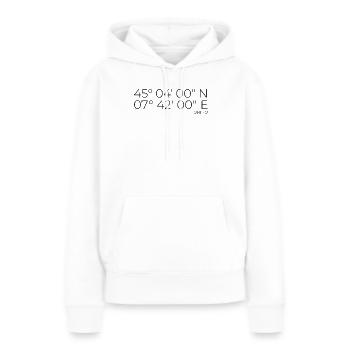 coordonnées Turin, Italie - Sweat à capuche Premium bio Femme - blanc - Devant - Julia (174cm)