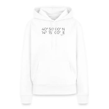 Coordonnées : Naples, Naples, Italie - Sweat à capuche Premium bio Femme - blanc - Devant - Julia (174cm)