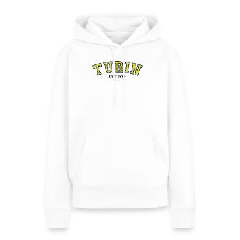 Turin Est.1995 - Frauen Premium Bio Hoodie - Weiß - Vorne - Julia (174cm)