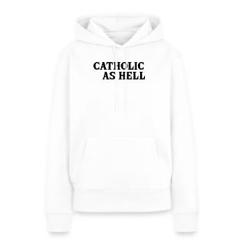catholique à mourir - Sweat à capuche Premium bio Femme - blanc - Devant - Julia (174cm)
