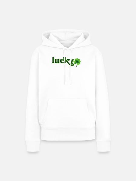 Vierblättrige Kleeblatt Abbildung mit Inschrift - Frauen Premium Bio Hoodie - Weiß