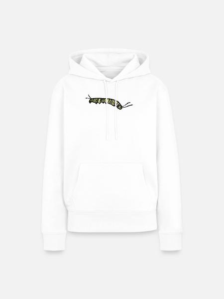 Gestreifte gelbe Raupe - Frauen Premium Bio Hoodie - Weiß