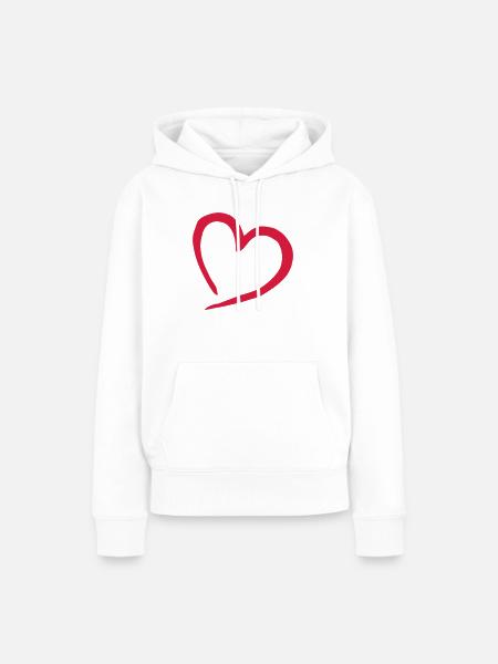 herz - Frauen Premium Bio Hoodie - Weiß