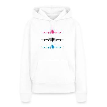 flugzeug silhouette landung fahrwerk abheben muste - Frauen Premium Bio Hoodie - Weiß - Vorne - Julia (174cm)