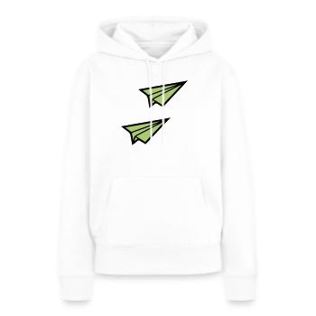 Avion en papier 2 - Sweat à capuche Premium bio Femme - blanc - Devant - Julia (174cm)