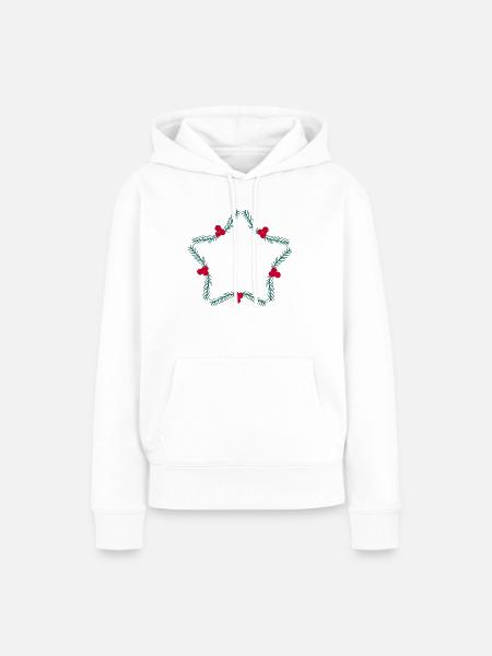 Weihnachtskranz in Sternform - Frauen Premium Bio Hoodie - Weiß