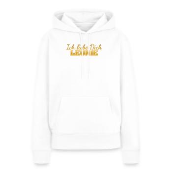 Leo - Frauen Premium Bio Hoodie - Weiß - Vorne - Julia (174cm)