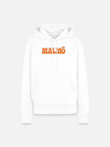 Malmö Neon Orange Retro - Frauen Premium Bio Hoodie - Weiß