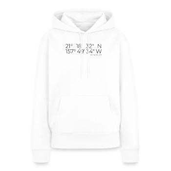 Coordonnées : Honolulu, Oahu, Hawaï - Sweat à capuche Premium bio Femme - blanc - Devant - Julia (174cm)