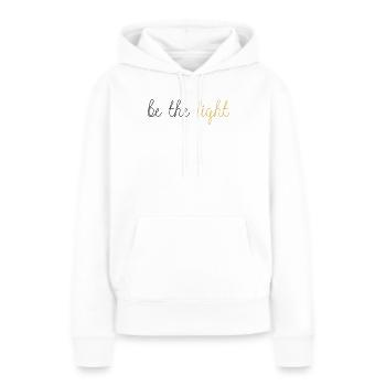 Soyez la lumière ! - Sweat à capuche Premium bio Femme - blanc - Devant - Julia (174cm)