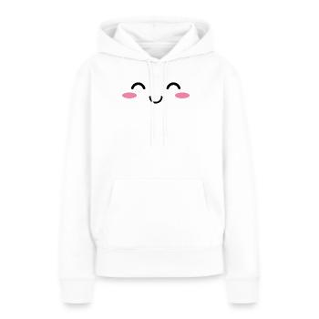 Visage kawaii heureux - Sweat à capuche Premium bio Femme - blanc - Devant - Julia (174cm)