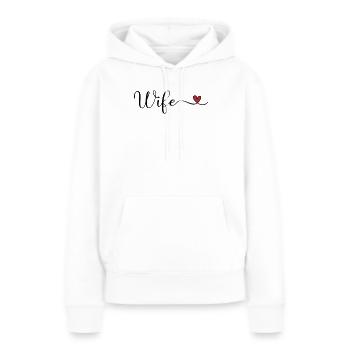 Typographie du cœur de l’épouse - Sweat à capuche Premium bio Femme - blanc - Devant - Julia (174cm)