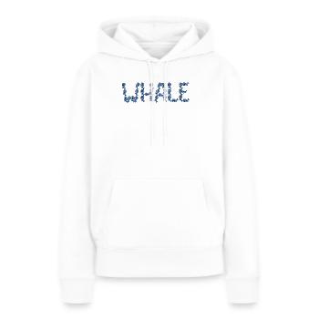 Typographie des baleines - Sweat à capuche Premium bio Femme - blanc - Devant - Julia (174cm)