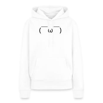 Sourire détendu avec un émoto ( ̄ω ̄) satisfait - Sweat à capuche Premium bio Femme - blanc - Devant - Julia (174cm)