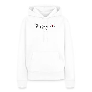 Typographie du cœur du surf - Sweat à capuche Premium bio Femme - blanc - Devant - Julia (174cm)