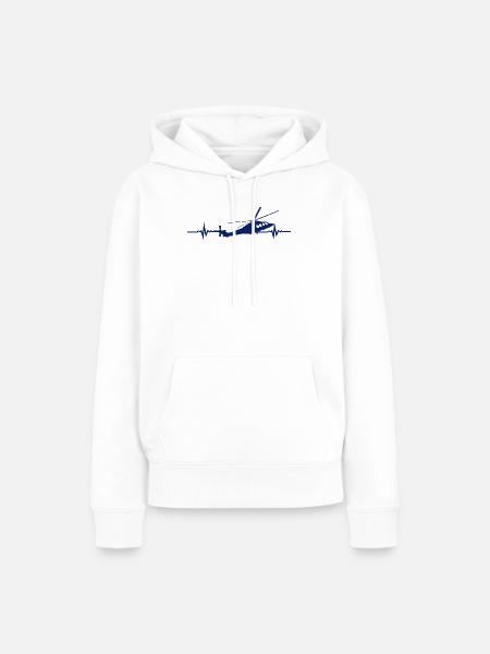Helikopter Hubschrauber Herzschlag - Frauen Premium Bio Hoodie - Weiß