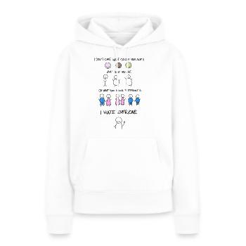 Je me fiche de la couleur de votre peau - Sweat à capuche Premium bio Femme - blanc - Devant - Julia (174cm)
