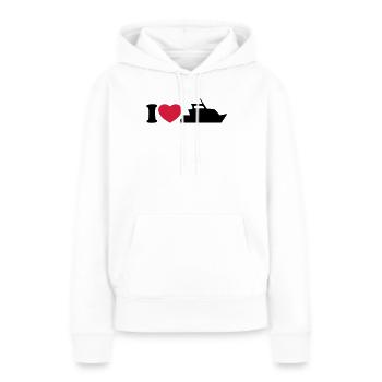 I love my yacht - Ich liebe meine Yacht - Frauen Premium Bio Hoodie - Weiß - Vorne - Julia (174cm)