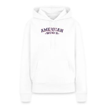 American Woman - Independence Day - 4 juillet - Sweat à capuche Premium bio Femme - blanc - Devant - Julia (174cm)