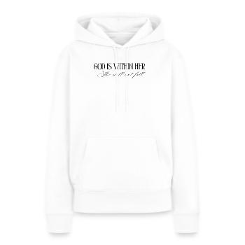 God is within her, she will not fall - Women’s Premium Organic Hoodie - white - Front - Julia (174cm)