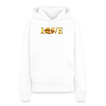 Lèvres Dorées Love - Sweat à capuche Premium bio Femme - blanc - Devant - Julia (174cm)