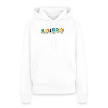 Samedi - Sweat à capuche Premium bio Femme - blanc - Devant - Julia (174cm)