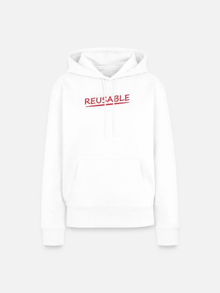 REUSABLE - Frauen Premium Bio Hoodie - Weiß