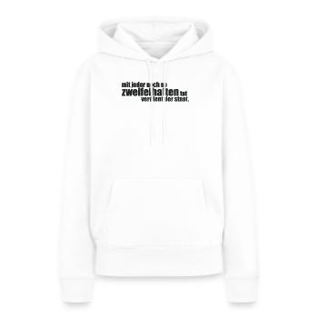 zweifelhafte Taten - Frauen Premium Bio Hoodie - Weiß - Vorne - Julia (174cm)
