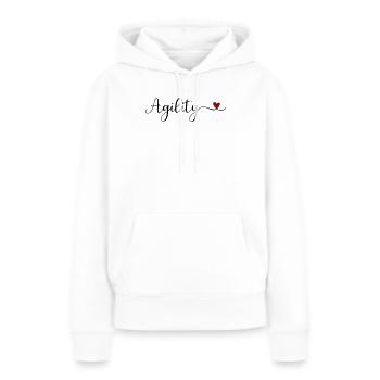Typographie du cœur d’agilité - Sweat à capuche Premium bio Femme - blanc - Devant - Julia (174cm)