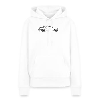 RX‑7 Line Silhouette – JDM Performance Art - Frauen Premium Bio Hoodie - Weiß - Vorne - Julia (174cm)