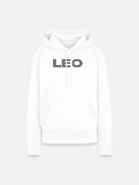 LEO – Checkerboard Zodiac Statement - Frauen Premium Bio Hoodie - Weiß