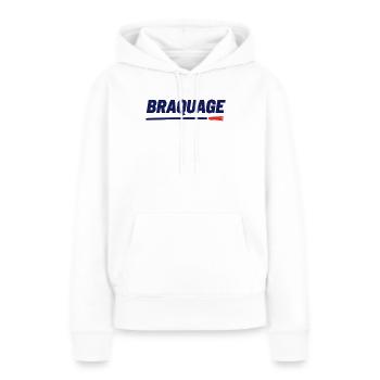 "BRAQUAGE" – Réflexion sur le prix des maillots - Sweat à capuche Premium bio Femme - blanc - Devant - Julia (174cm)