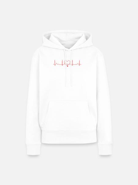 Herzschlag und Spritzenherz - Frauen Premium Bio Hoodie - Weiß