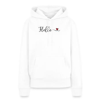 Bonjour Typographie du cœur - Sweat à capuche Premium bio Femme - blanc - Devant - Julia (174cm)