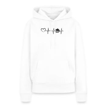 Halloween Citrouille Halloween Battement de cœur Citrouille de cœur - Sweat à capuche Premium bio Femme - blanc - Devant - Julia (174cm)