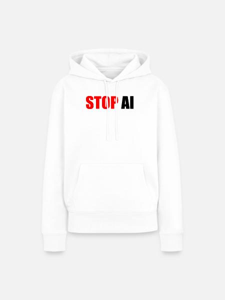 Stop ai - Frauen Premium Bio Hoodie - Weiß