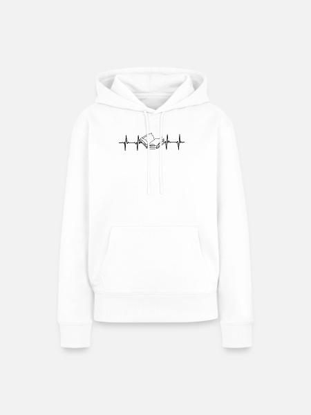 Bücherwurm Buch EKG Herzschlag - Frauen Premium Bio Hoodie - Weiß
