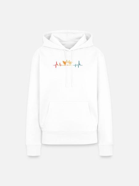 Chicken Retro Heartbeat Chickens - Frauen Premium Bio Hoodie - Weiß