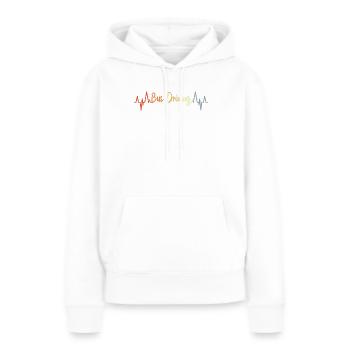 Cardiogramme en bus - Sweat à capuche Premium bio Femme - blanc - Devant - Julia (174cm)